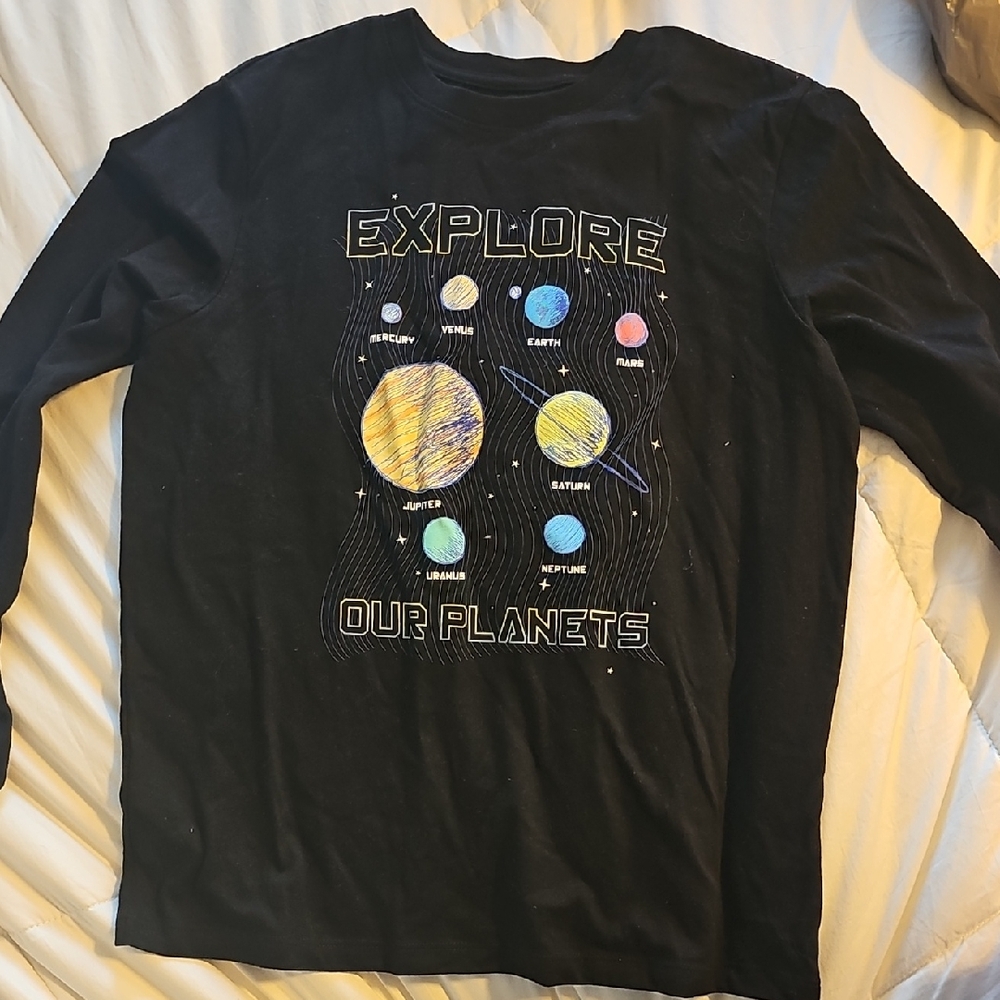 Black 'Explore Our Planets' Kids Long Sleeve Tee